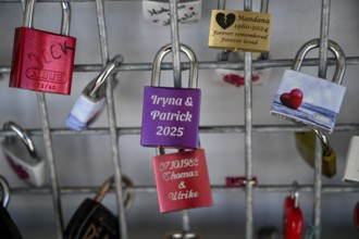 Love castles at the mountain station of the Zugspitz cable car, Austrian side, municipality of