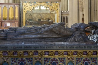 Memorial tomb effigy Bishop Edward Stafford died 1419, Exeter cathedral church, Exeter, Devon,
