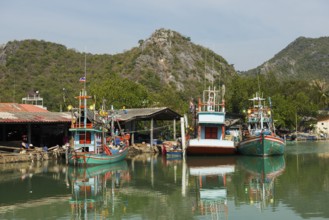 Fishing village and harbor, south of Hua Hin, Sam Roi Yot, Prachuap Khiri Khan, Central Thailand,