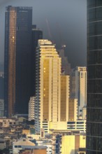 Panorama from the Iconsiam viewing platform of skyscrapers of the Bangrak banking district at