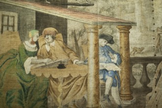 Scene from the life of the upper class, wallpaper, painted on burlap, imitating French style