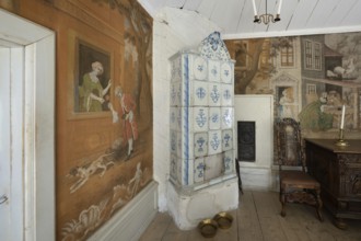 Tiled stove, baroque rectory in VÃ¥gÃ¥, Maihaugen open-air museum with houses and objects from
