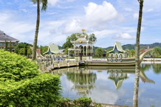 Ceremonial stone barge in the Masjid Omar Ali Saifuddien Mosque complex, Bandar Seri Begawan,