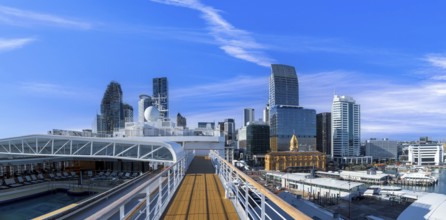 Scenic panoramic views of Auckland skyline and financial downtown city center