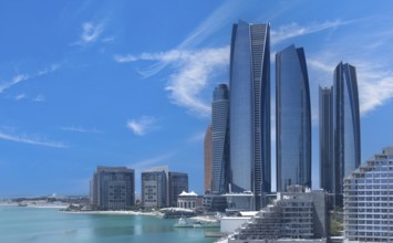 UAE, United Arab Emirates, Abu Dhabi downtown panorama and financial center skyline