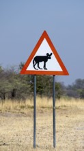 Street sign, attention hyena, funny, Botswana