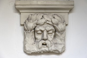 Head of a sculpture with laurel wreath, Hanseatic City of LÃ¼beck, Schleswig-Holstein, Germany