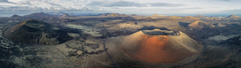 Caldera Colorada volcano and MontaÃ±a Negra, picturesque volcanic landscape with volcanic craters