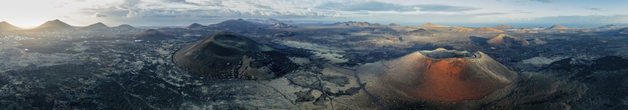 Panorama, Caldera Colorada volcano and MontaÃ±a Negra, picturesque volcanic landscape with volcanic