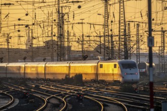 ICE train on the tracks, west of Dortmund Central Station, North Rhine-Westphalia, Germany
