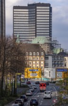 Downtown traffic in Essen, BernestraÃŸe, Town Hall, North Rhine-Westphalia, Germany