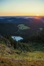 View from Feldberg to Feldsee looking east, sunrise, Black Forest, Southern Black Forest,