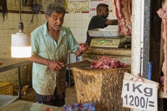 Butcher shop in the fruit and vegetable market, Kandy, Sri Lanka