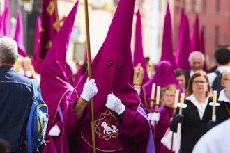 Good Friday procession, religious procession with participants in purple robes, UNESCO World