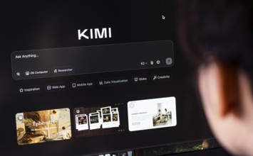 In this photo illustration, a person uses the Kimi AI chatbot on a computer, in New Delhi, India on