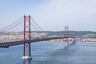 25th April Bridge, Ponte 25 de Abril across the Tagus River, Lisbon, Portugal