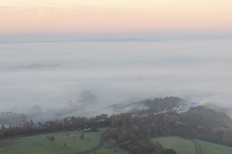Aichelberg Alb climb of the A8 in thick fog on an autumn morning. Lkr. GÃ¶ppingen,