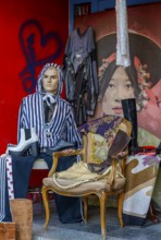 Fashion and quirky At the entrance to a second-hand shop on Hannoverschen StraÃŸe in Berlin Mitte,