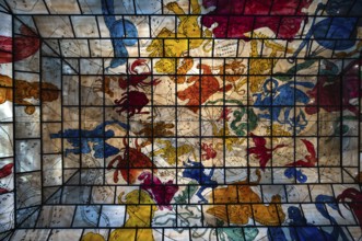 Interior photo, ceiling painting in the glass dome depicting the northern starry sky based on