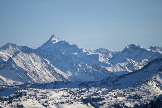Grossglockner summit in winter, view from Hohe Salve, Tyrol, Austria