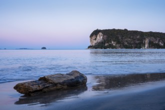 View of Shakespeare Cliff in the evening. Ferry Landing, Coromandel Peninsula, Waikato, New Zealand