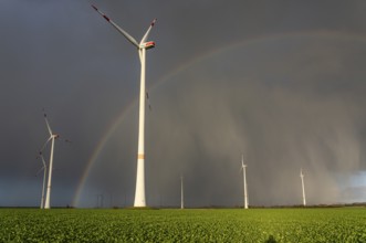 Königshovener Höhe onshore wind farm, on the A44 motorway near Bedburg, in front of the Jackerath