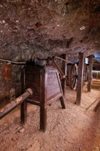 Old tools for salt production on display, salt mine, Bex, Canton of Vaud, Switzerland