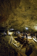 A public group tour in the salt mine, salt mine, Bex, Canton of Vaud, Switzerland