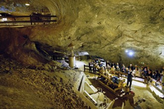 A public group tour in the salt mine, salt mine, Bex, Canton of Vaud, Switzerland