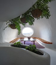 Sitting area, interior at the Mirador del RÃ­o viewpoint, designed by artist César Manrique,