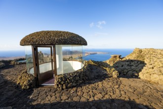 Staircase and viewing platform at the Mirador del RÃ­o viewpoint, in the evening light, designed by