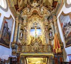 Interior of the historic baroque church of Bom Jesus de Matosinhos with the crucified Jesus and