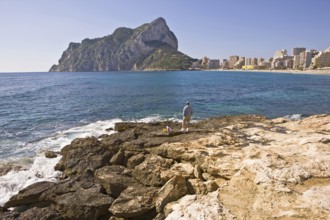 Rocks, Playa La Fossa-Levante, Penon de Ifach landmark, Calpe Valencia, Costa Blanca, Spain