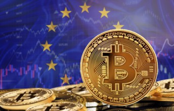 Investors in cryptocurrency and Blockchain Technology in the European Union, Concept. Bitcoin with