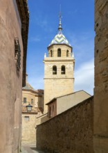 Cathedral church of San Salvador, historic buildings in medieval village of AlbarracÃ­n, Teruel