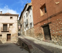 Historic buildings in medieval village of AlbarracÃ­n, Teruel province, Aragon, Spain