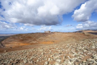 Castillo de Santa BÃ¡rbara on the MontaÃ±a Guanapay volcanic crater, Lanzarote, Canary Islands,