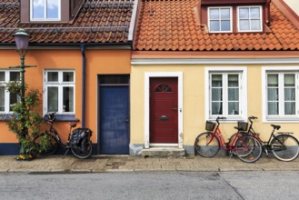 Colourful traditional houses, picturesque old town, Ystad, Sweden