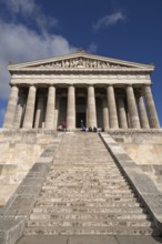 Front view of the Valhalla Memorial, built as a Greek temple in the style of a Doric Peripteros,