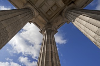 Detail of the outer portico of the Valhalla Memorial, built as a Greek temple in the style of a