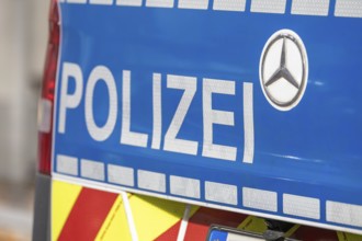 Close-up of a police vehicle as a symbol of a police operation