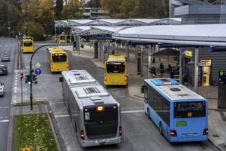 Public transport stop, bus station, local buses in Essen-Steele, bus and train hub, Essen, North
