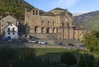 Abbey church building monastery San Pedro de Siresa, Valle de Hecho, Huesca province, Aragon, Spain