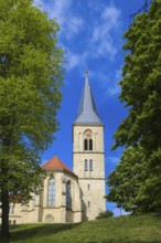 St. Martinus, catholic church, place of worship, sacral building, church tower, clock, cross,