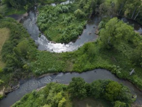 Renaturalised Erft near Neuss, North Rhine-Westphalia, Germany