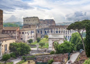 Colosseum with Roman Forum Rome Italy
