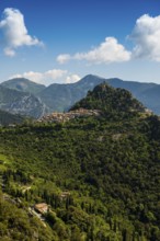 Picturesque mountain village overlooking the sea, Sainte-Agnès, near Menton, Cote d'Azur,