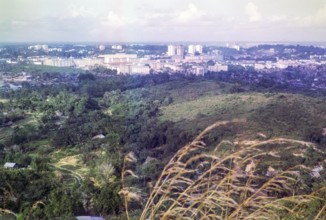 View of high density blocks of flats from Mount Faber, Singapore, southeast Asia, 1965