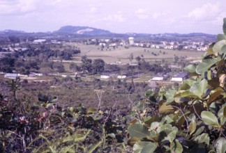 Golf course and residential suburban style housing with water tower, Sembawang Naval Base,