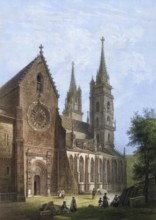 The Cathedral of Basel, c. 1890, Switzerland, Historical, digitally restored reproduction from a